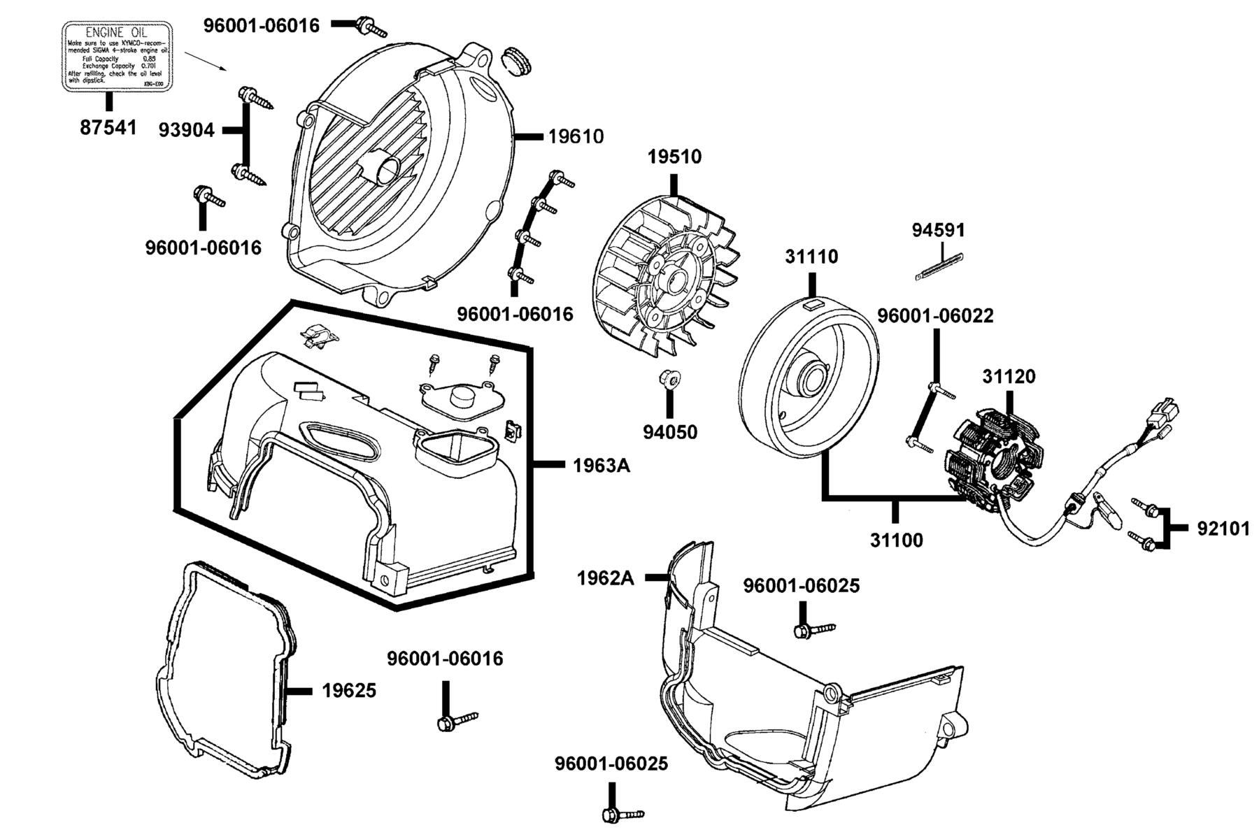 SUPER 8 50X (2020) Fan Cover ● Generator parts diagram